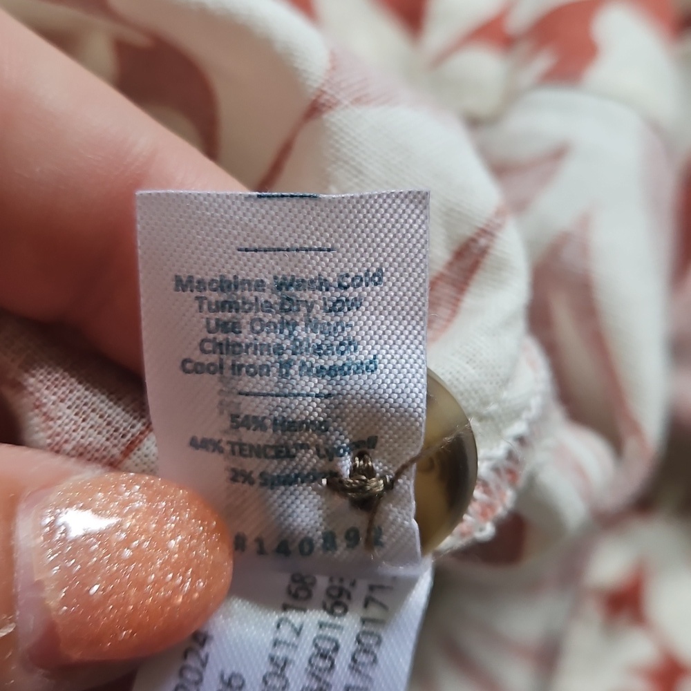 Marine Layer Coral and White Floral Tank Top, Size L - Picture 10 of 10